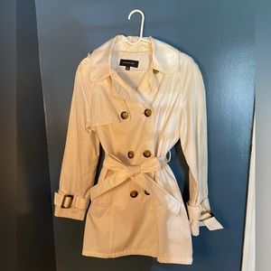 Jones New York Winter White Rain Trench Coat with Hood